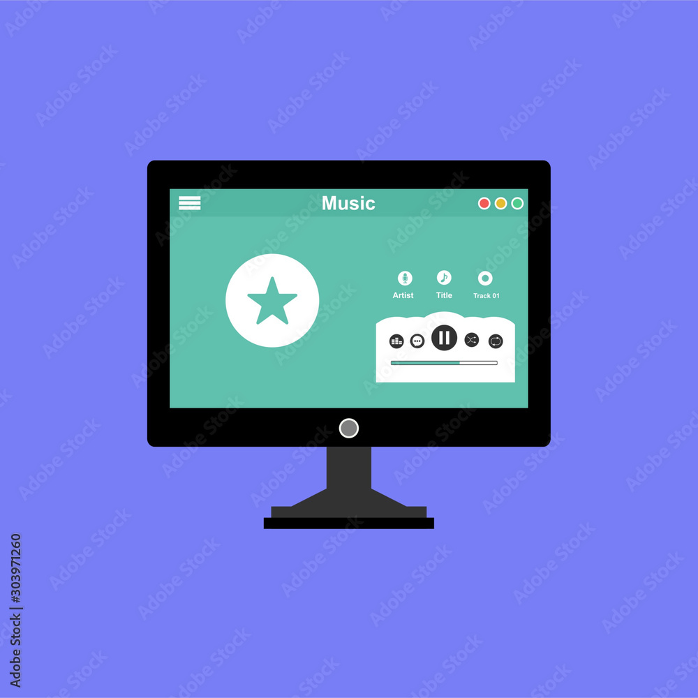 Music modern app user interface design easy to use and highly customizable. Modern vector illustration concept, isolated on colored background. Music modern app user interface design easy to use and highly customizable. Modern vector illustration concept, isolated on colored background.