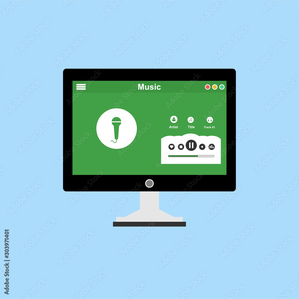 Music modern app user interface design easy to use and highly customizable. Modern vector illustration concept, isolated on colored background. Music modern app user interface design easy to use and highly customizable. Modern vector illustration concept, isolated on colored background.