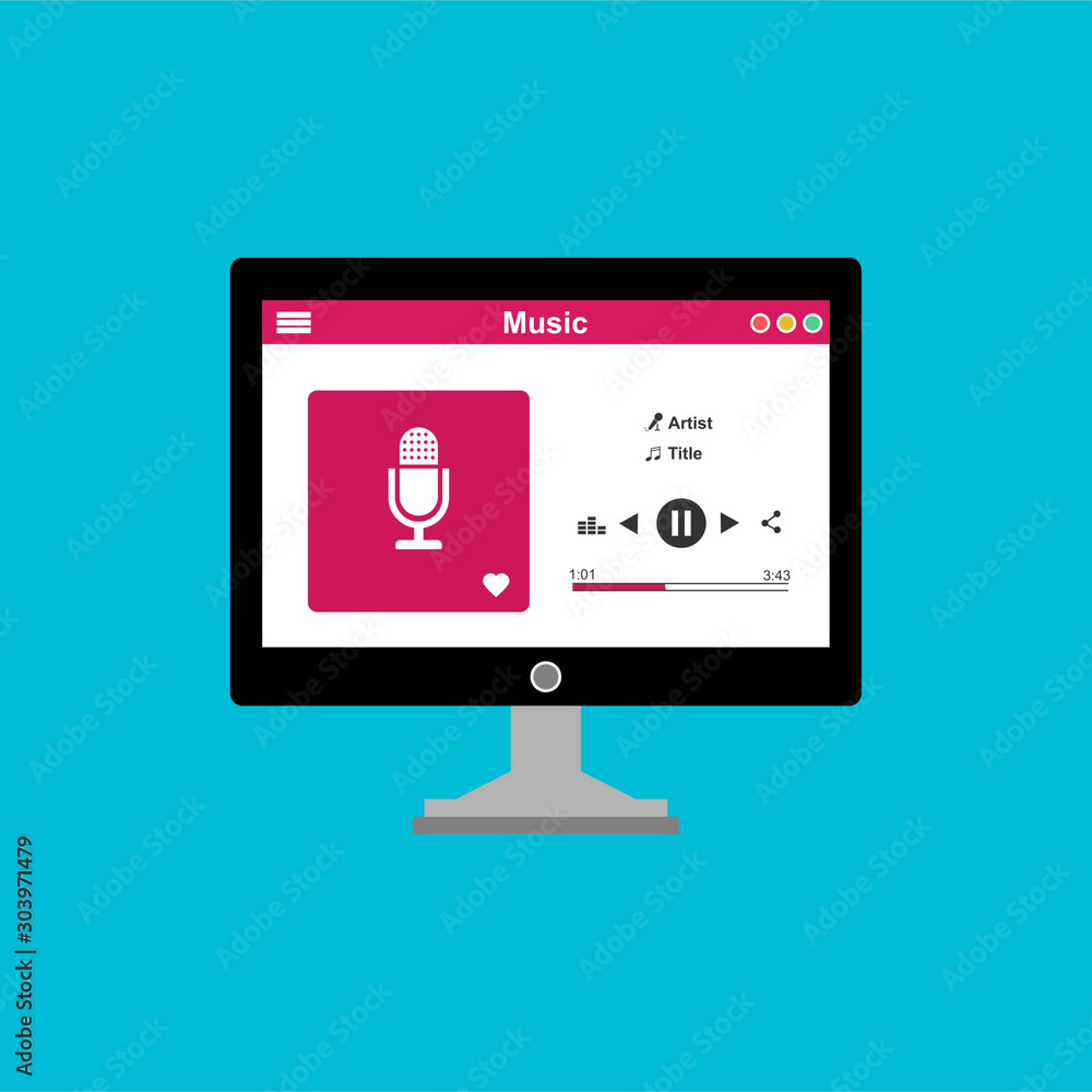 Vector illustration of music player flat design concept. easy to use and highly customizable. Vector illustration of music player flat design concept. easy to use and highly customizable.