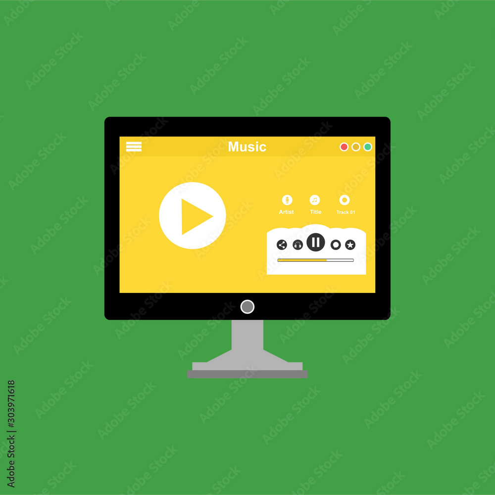 Music modern app user interface design easy to use and highly customizable. Modern vector illustration concept, isolated on colored background. Music modern app user interface design easy to use and highly customizable. Modern vector illustration concept, isolated on colored background.