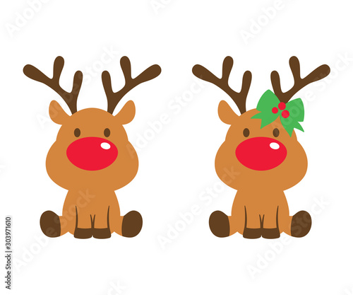 Foto Vector illustration of cute baby reindeer.