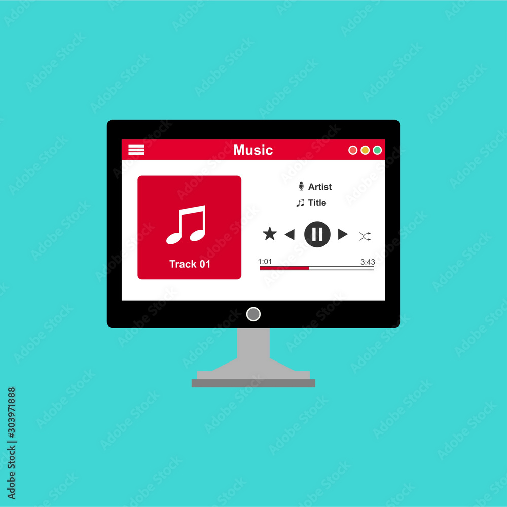 Vector illustration of music player flat design concept. easy to use and highly customizable.