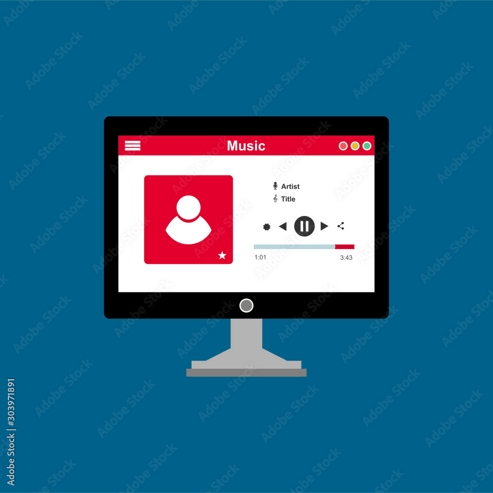 Vector illustration of music player flat design concept. easy to use and highly customizable. Vector illustration of music player flat design concept. easy to use and highly customizable.