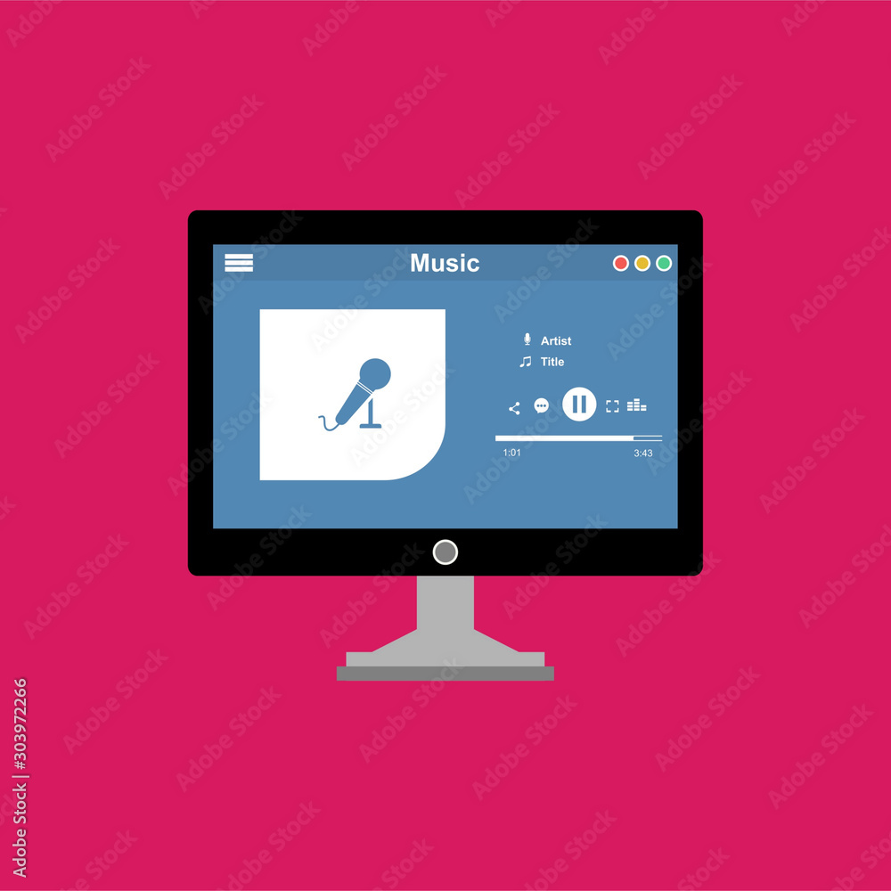 Mobile music application interface design concept . Can be used for workflow layout template, banner, marketing, infographics. Mobile music application interface design concept . Can be used for workflow layout template, banner, marketing, infographics.