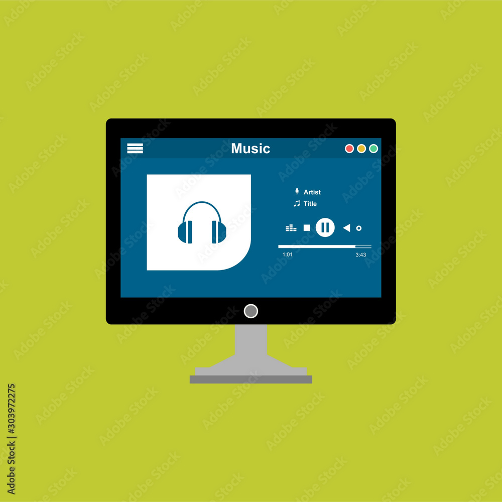 Mobile music application interface design concept . Can be used for workflow layout template, banner, marketing, infographics. Mobile music application interface design concept . Can be used for workflow layout template, banner, marketing, infographics.