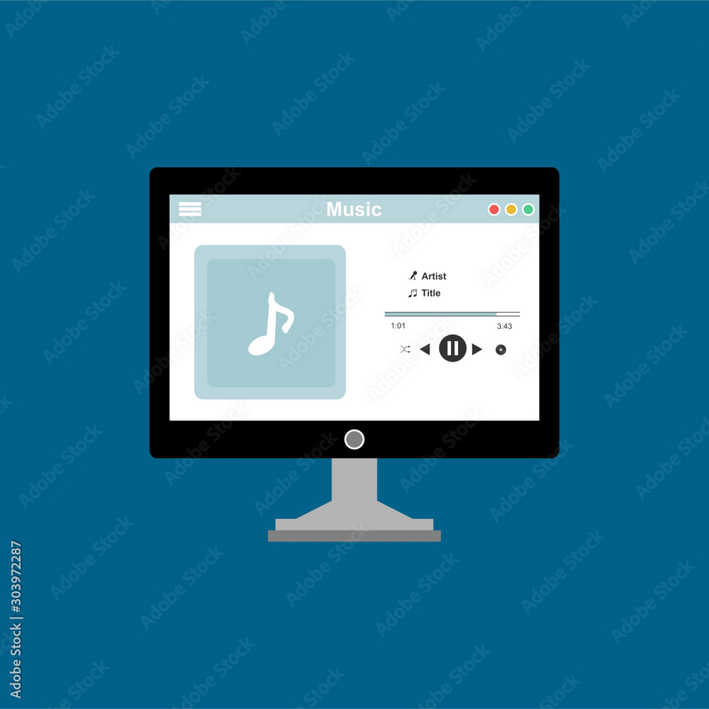 Mobile music application interface design concept . Can be used for workflow layout template, banner, marketing, infographics. Mobile music application interface design concept . Can be used for workflow layout template, banner, marketing, infographics.