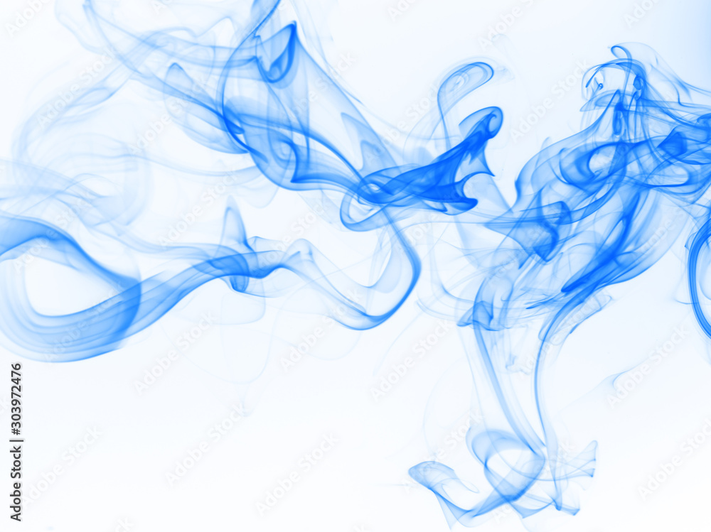 Blue smoke abstract on white background. movement of ink water on white - obrazy, fototapety, plakaty 