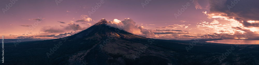 Mayon Volcano Panorama / Panormic View Drone shot in Legazpi City Albay Philippines