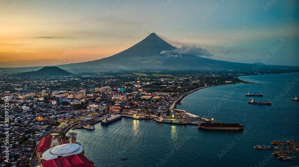 Mayon Volcano Sea Scape in Port of Legazpi City Albay Philippines