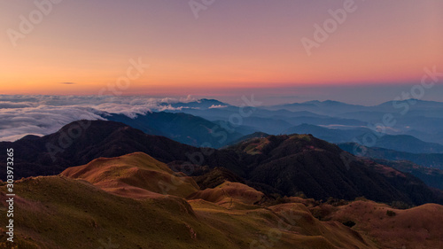 Mt. Pulag Sunrise / Sunset with a Panoramic View Sea of Clouds in Kalinga Mountain Province Philippines