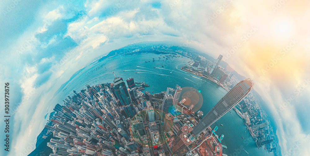 Naklejka Hongkong Architektury widok z wysokiego kąta