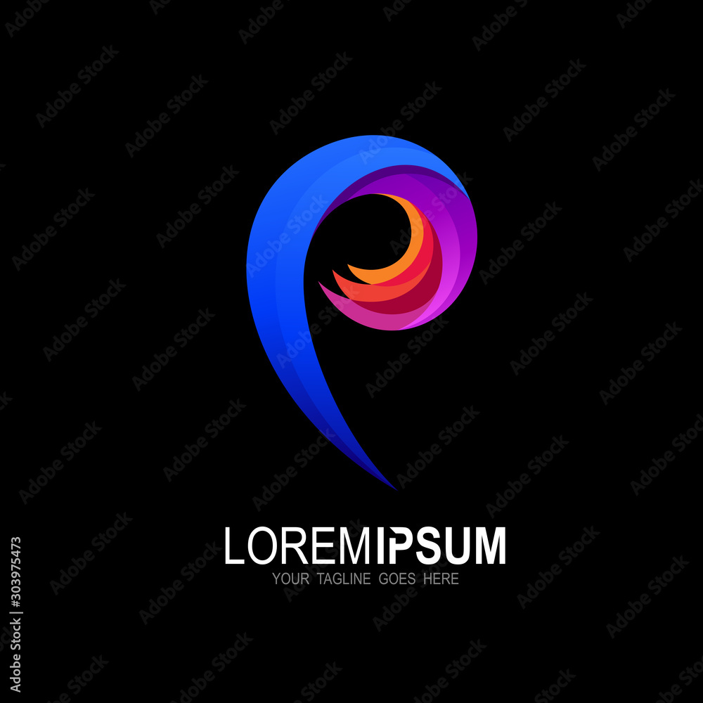 Fototapeta premium P logo with colorful design template, Letter p icon 3d, Finance