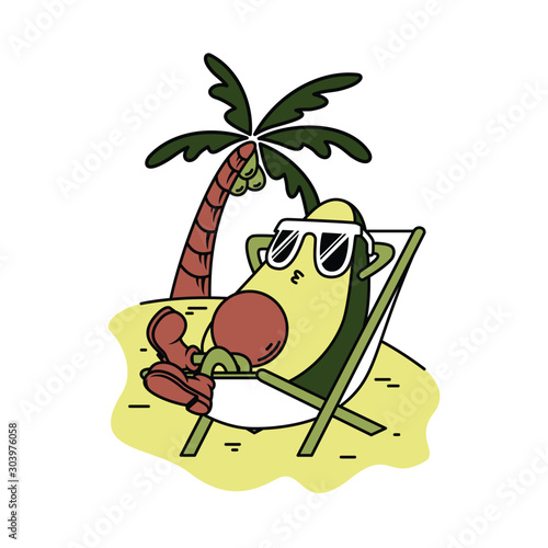 Character Avocado Relax Graphic Illustration Vector Art T-shirt Design