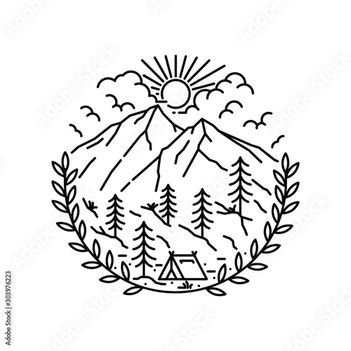 Camping Hiking Climbing Nature Adventure Graphic Illustration Vector Art T-shirt Design