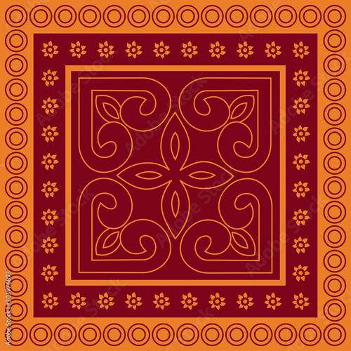 Georgian traditional ornaments. Vector Ornament With Caucasian Motifs. Persian colored carpet.Vector, Illustration.  Rich ornament for fabric design, handmade, interior decoration
