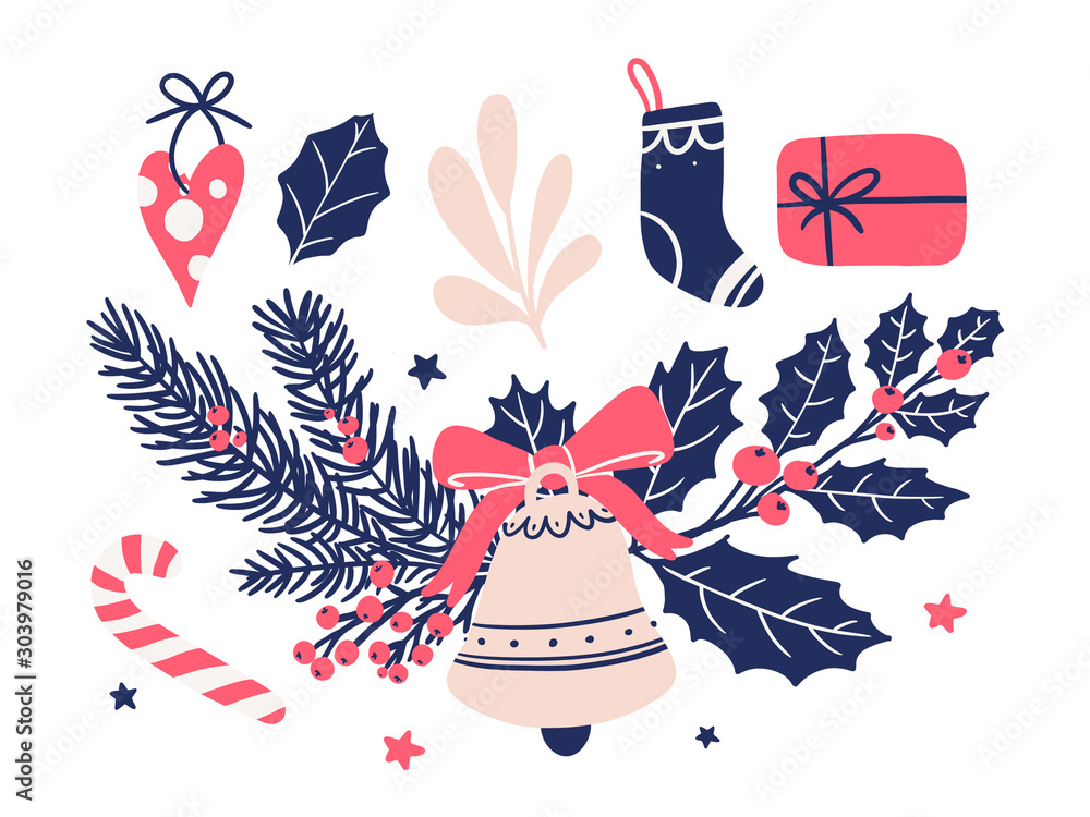 Obraz premium Set of Christmas & New Year design elements