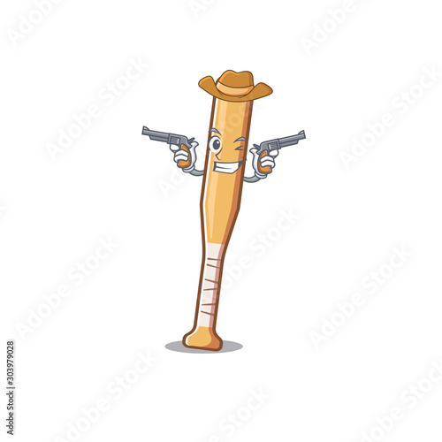 Mascot baseball bat with in cowboy cartoon