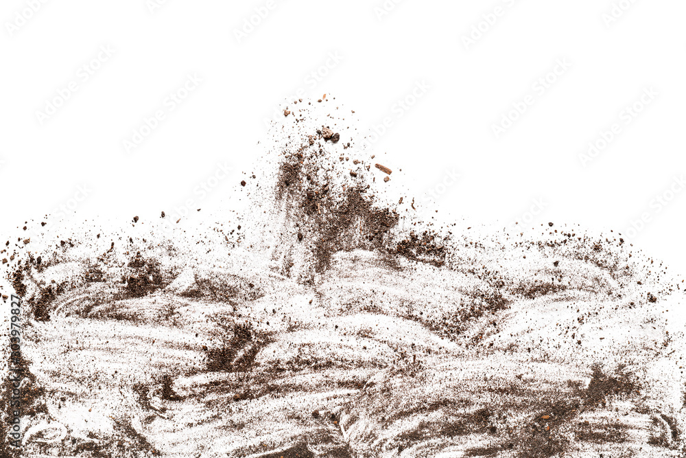 Fototapeta premium Brown soil on white background
