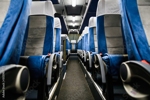 travel concept, row of seats, seats in passenger bus photo