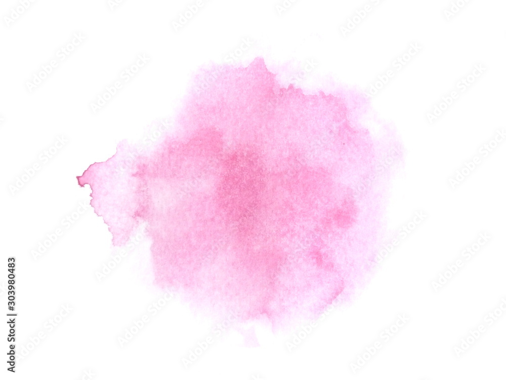 watercolor hand drawn pink. isolated white background .wet on wet style
