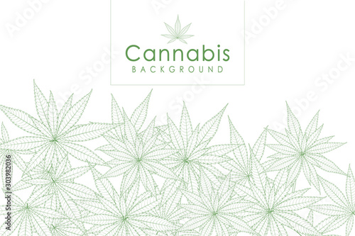 green cannabis leaf drug marijuana herb Background. Vector Marijuana Frame Cannabis Green Leaf.