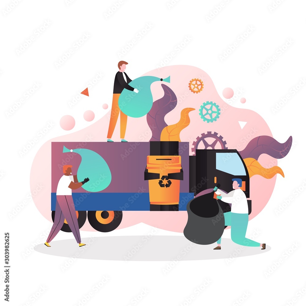 Fotografie Cleaning street vector concept for web banner, website page