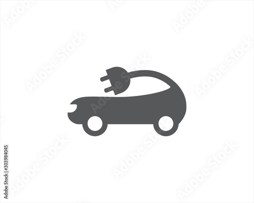 car icon in flat style. smart or intelligent car. Hybrid Vehicles logo logotype. Eco friendly auto or electric vehicle. Road sign template. Vector illustration of minimalistic flat design.