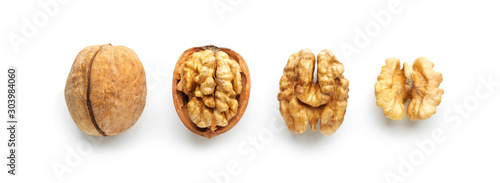 Tasty walnuts isolated on white photo