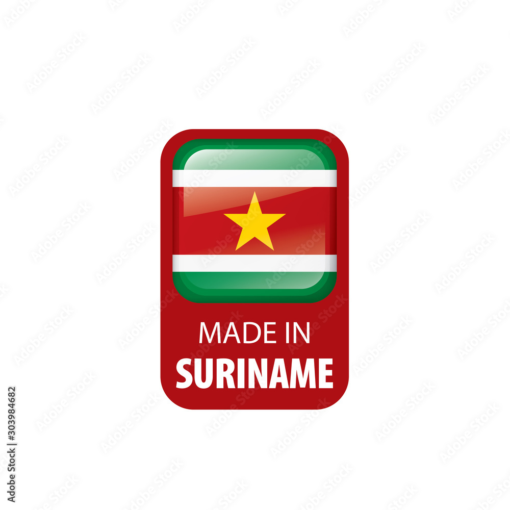 Suriname flag, vector illustration on a white background Suriname flag, vector illustration on a white background