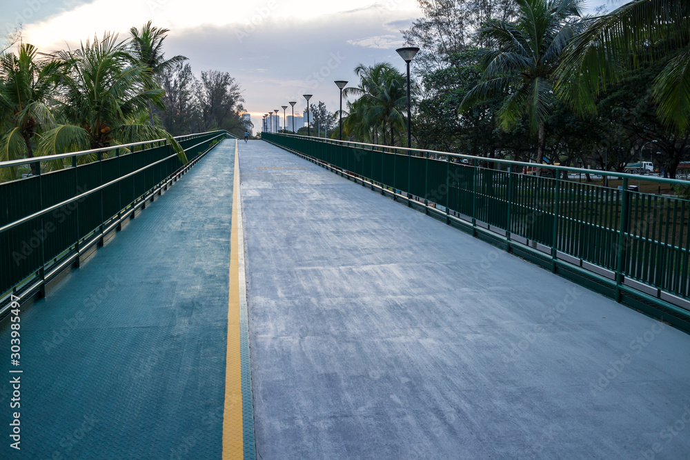 sky bicycle lane in park at twilight