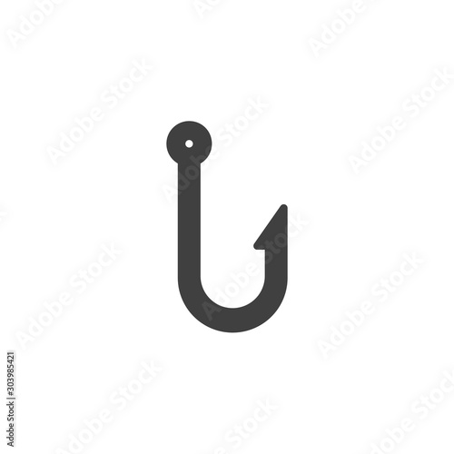 Fishing hook vector icon. filled flat sign for mobile concept and web design. Fish hook glyph icon. Symbol, logo illustration. Vector graphics