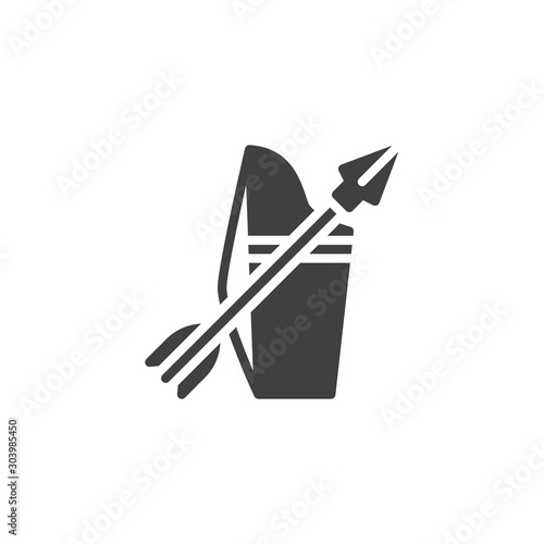 Quiver with arrow vector icon. filled flat sign for mobile concept and web design. Archery arrow glyph icon. Symbol, logo illustration. Vector graphics