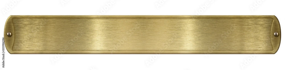 Gold or brass brushed metal plate isolated with clipping path included - obrazy, fototapety, plakaty 