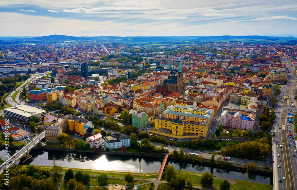 Obraz premium Aerial view on the city Plzen. Czech Republic