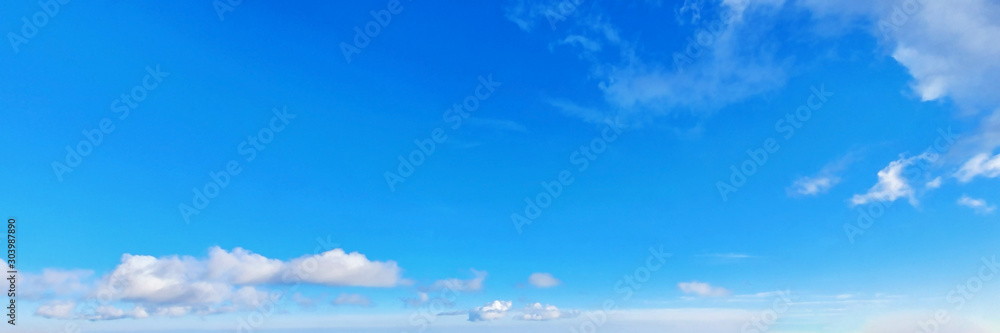 Panorama sky with cloud on a sunny day. Beautiful cirrus cloud. Panoramic image. Panorama sky with cloud on a sunny day. Beautiful cirrus cloud. Panoramic image.