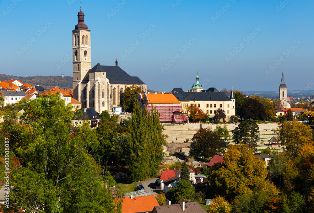 Cityscape of Kutna Hora with church of Saint James