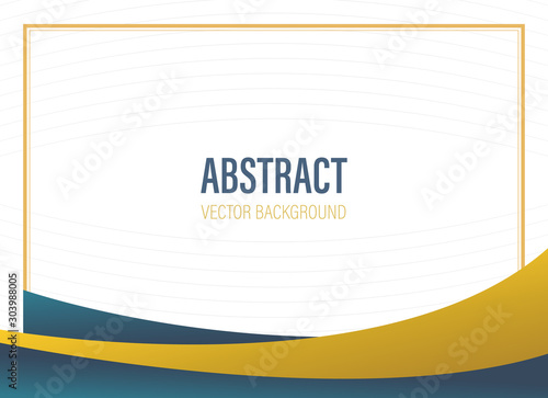 abstract background template banner with wave shape with dark blue and gold color with free space - vector