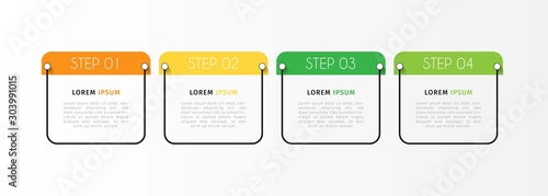 Vector infographic design template with 4 options or steps. Can be used for process diagram, workflow layout, info graph, annual report, flow chart. Vector Illustration