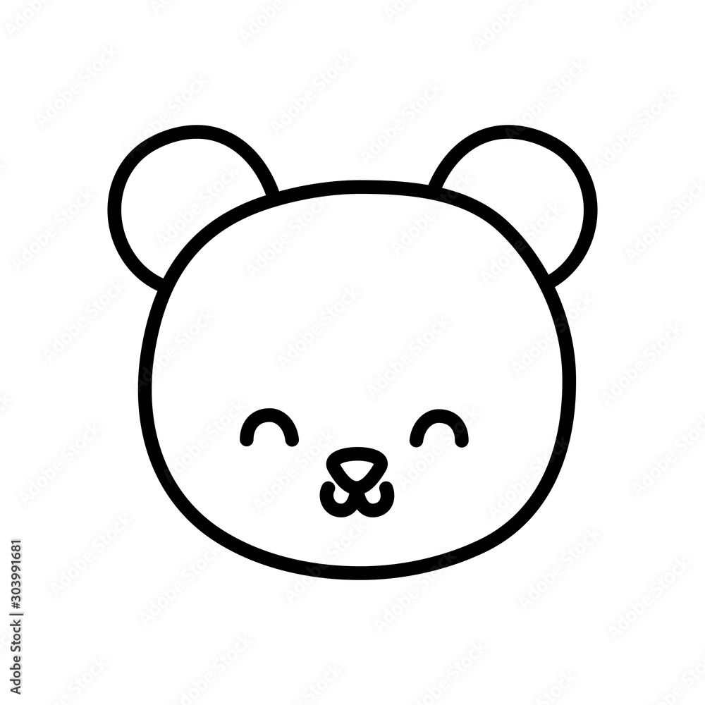 cute bear head cartoon icon thick line cute bear head cartoon icon thick line
