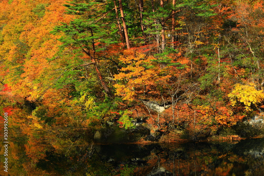 紅葉の錦秋湖 Stock Photo Adobe Stock 紅葉の錦秋湖 Stock Photo Adobe Stock