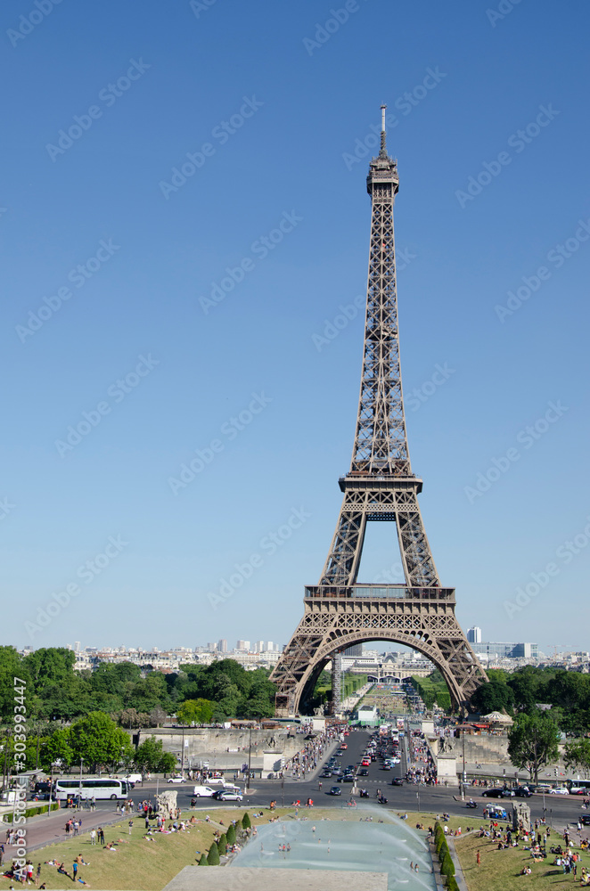 PARIS, FRANCE, EUROPE, July 2019, Tourist at Eiffel Tower