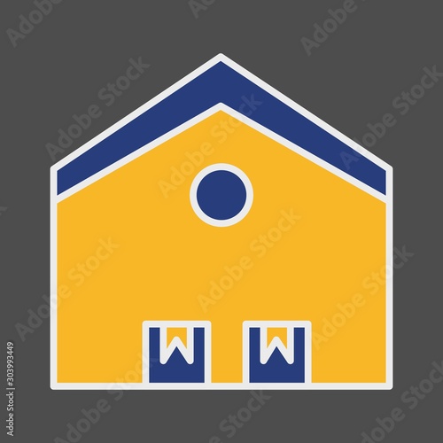 Warehouse icon isolated on abstract background