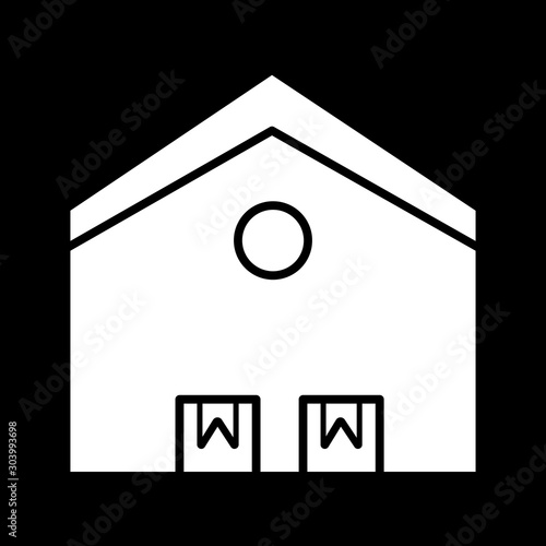Warehouse icon isolated on abstract background