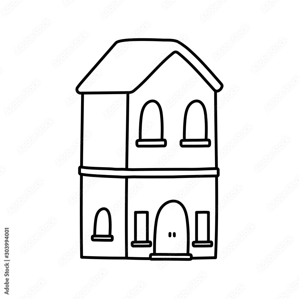 classic house facade residential icon thick line