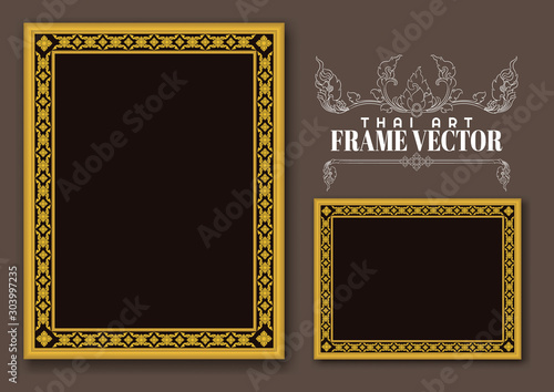 Set of vintage frames, Thai art element design.