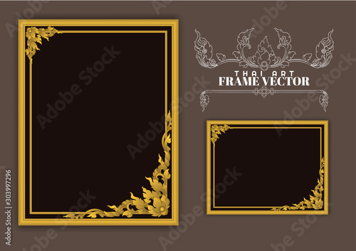 Set of vintage frames, Thai art element design.