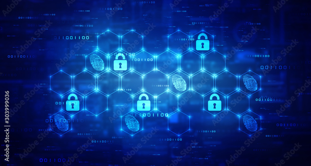 2d illustration Safety concept: Closed Padlock on digital background 2d illustration Safety concept: Closed Padlock on digital background