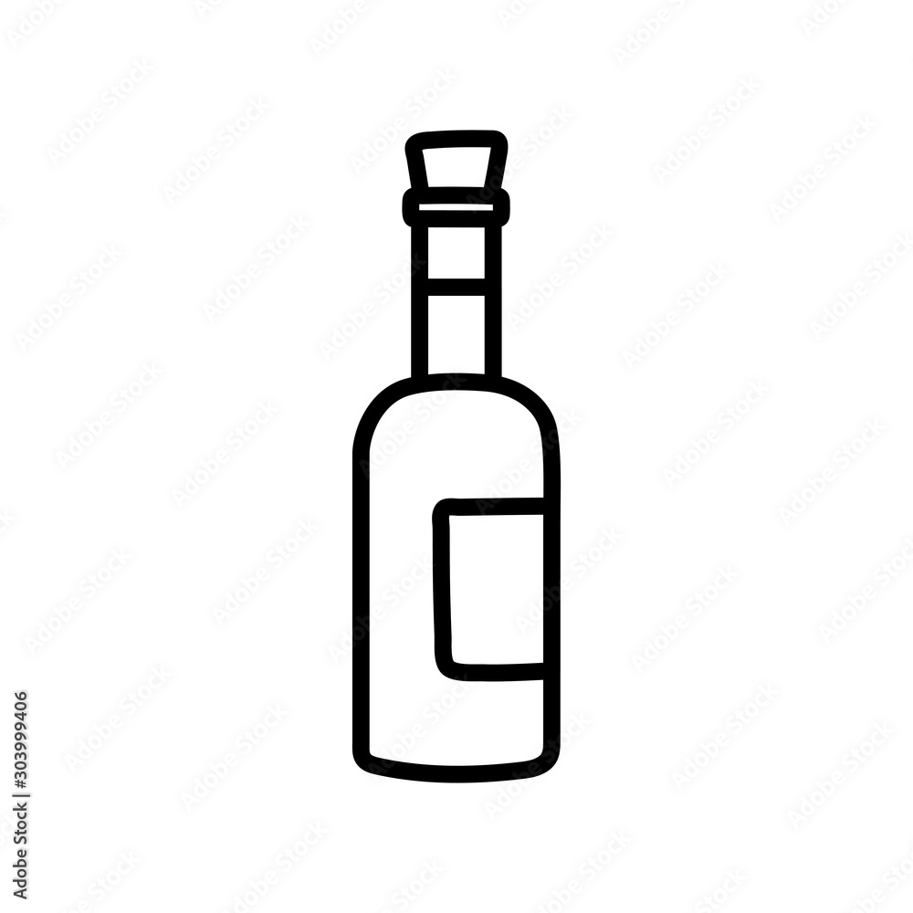 wine bottle beverage celebration on white background thick line wine bottle beverage celebration on white background thick line