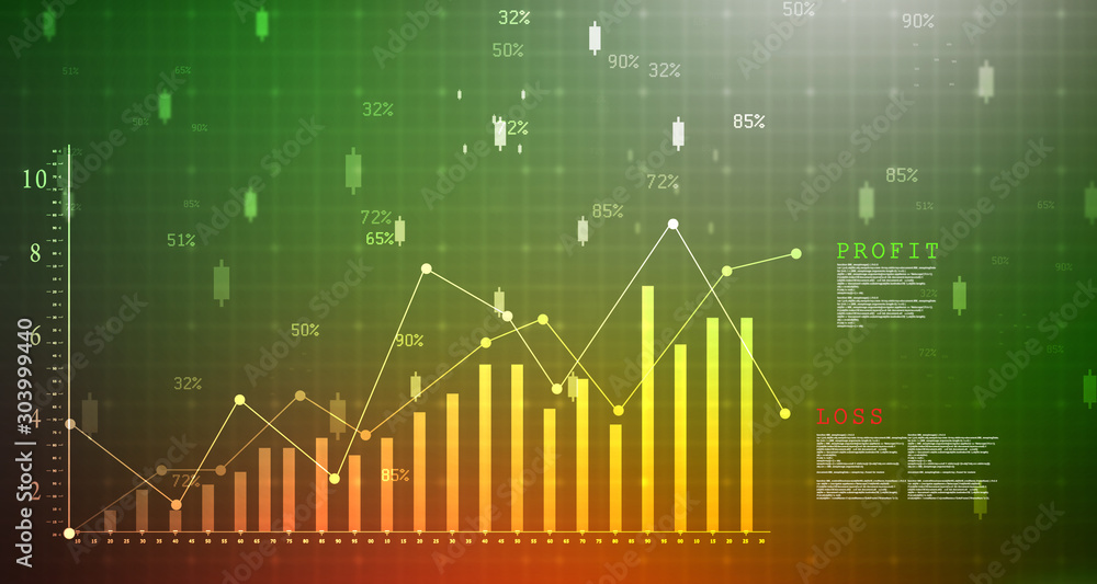 Fototapeta premium 2d rendering Stock market online business concept. business Graph 