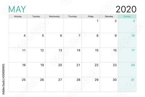 2020 May illustration vector desk calendar